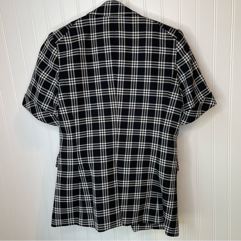 Veronica Beard Jenny Check Plaid Short Sleeve Dickey Jacket Black White Size 2 - Picture 9 of 10